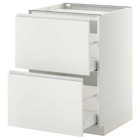 Напольный шкаф, 2 фронтальных панели, 3 ящика МЕТОД / МАКСИМЕРА, белый, Нодста белый