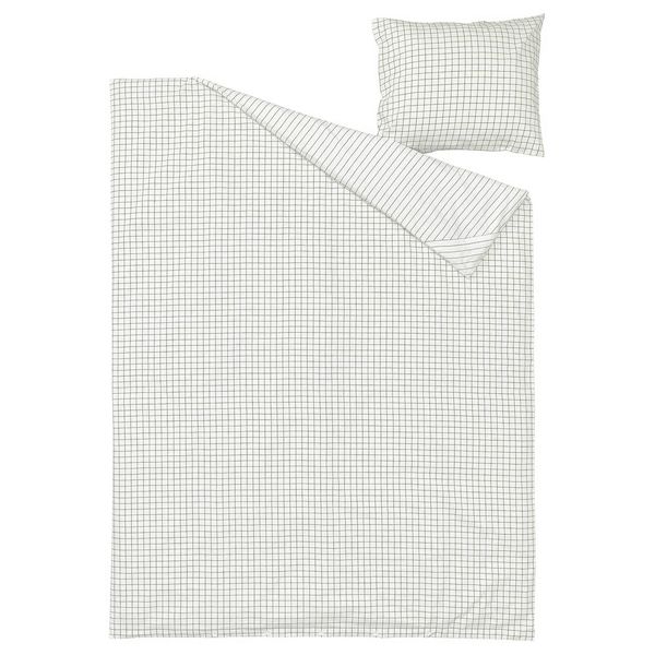 DOFTAKLEJA Пододеяльник и наволочка - белый/антрацит 150x200/50x60 см - схема-чертеж с размерами