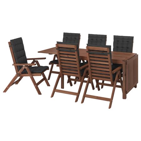 Стол+6кресел,д/сада, коричневая морилка/Холло черный IKEA ÄPPLARÖ ЭПЛАРО 092.289.56
