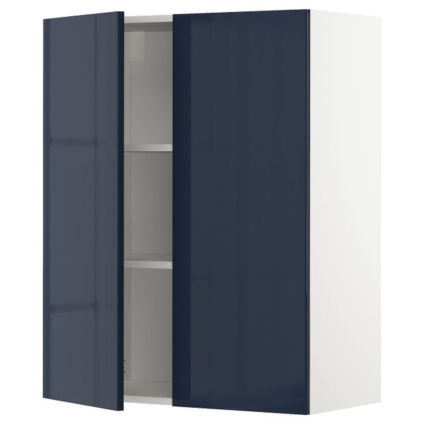 Навесной шкаф с полками/2дверцы, белый/Ерста черно-синий 80x100 см IKEA METOD МЕТОД 392.755.69 - схема-чертеж с размерами