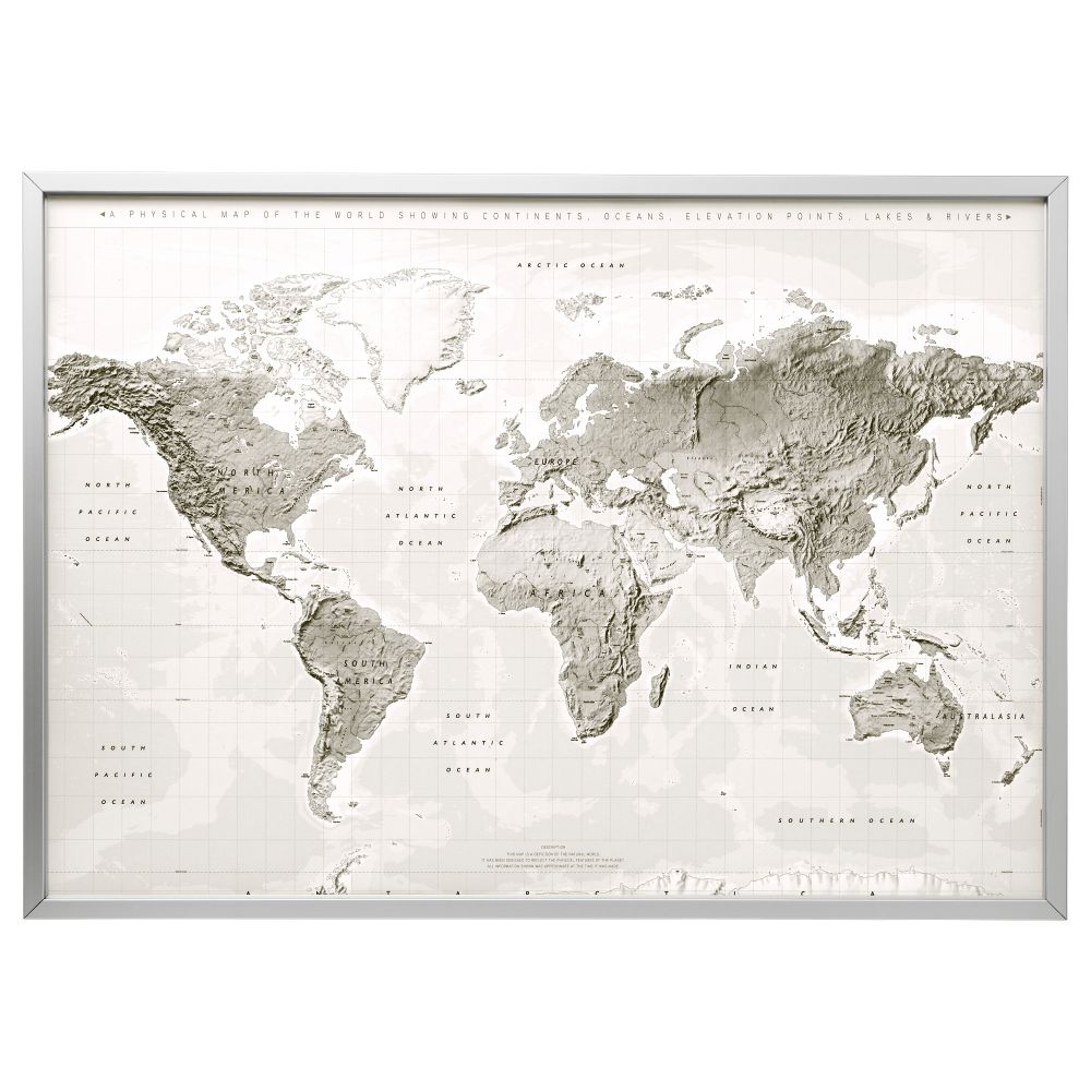 Картина с рамой БЬЁРКСТА, Планета Земля серый/белый, цвет алюминия (140x100 см) - фото 1