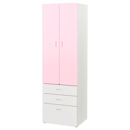 Шкаф платяной, белый/светло-розовый 60x50x192 см IKEA STUVA СТУВА / FRITIDS ФРИТИДС 492.660.22