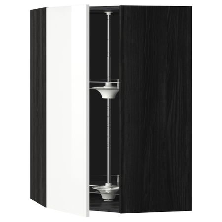 Угловой навесной шкаф с вращающейся секцией МЕТОД, черный, Рингульт белый