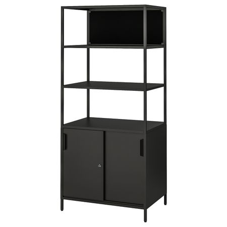 Шкаф с раздвижной дв-ми/доской для/записей, антрацит 80x180 см IKEA TROTTEN ТРОТТЕН 094.296.48