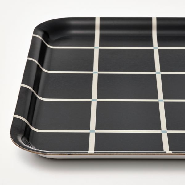 Поднос, 33x33 см, клетчатый орнамент черный IKEA RÖDKNOT 305.646.96 - фото 3