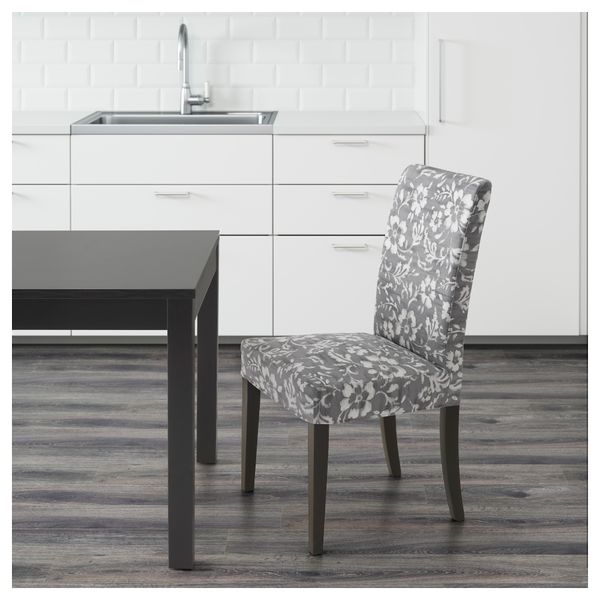 Стул ХЕНРИКСДАЛЬ, коричнево-чёрный, Ховстен серый/белый - фото 2