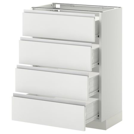 Напольный шкаф 4 фронтальных панели, 4 ящика МЕТОД / ФОРВАРА, белый, Нодста белый