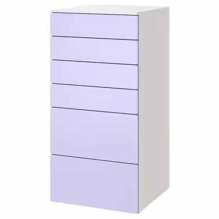 SMÅSTAD / PLATSA Комод с 6 ящиками - белый/сиреневый 60x57x123 см