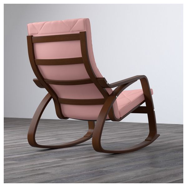 Кресло-качалка ПОЭНГ, классический коричневый, Эдум розовый - фото 3