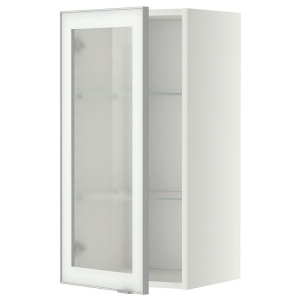 Навесной шкаф с полками, стекляными дверцы МЕТОД, белый, Ютис матовое стекло - схема-чертеж с размерами