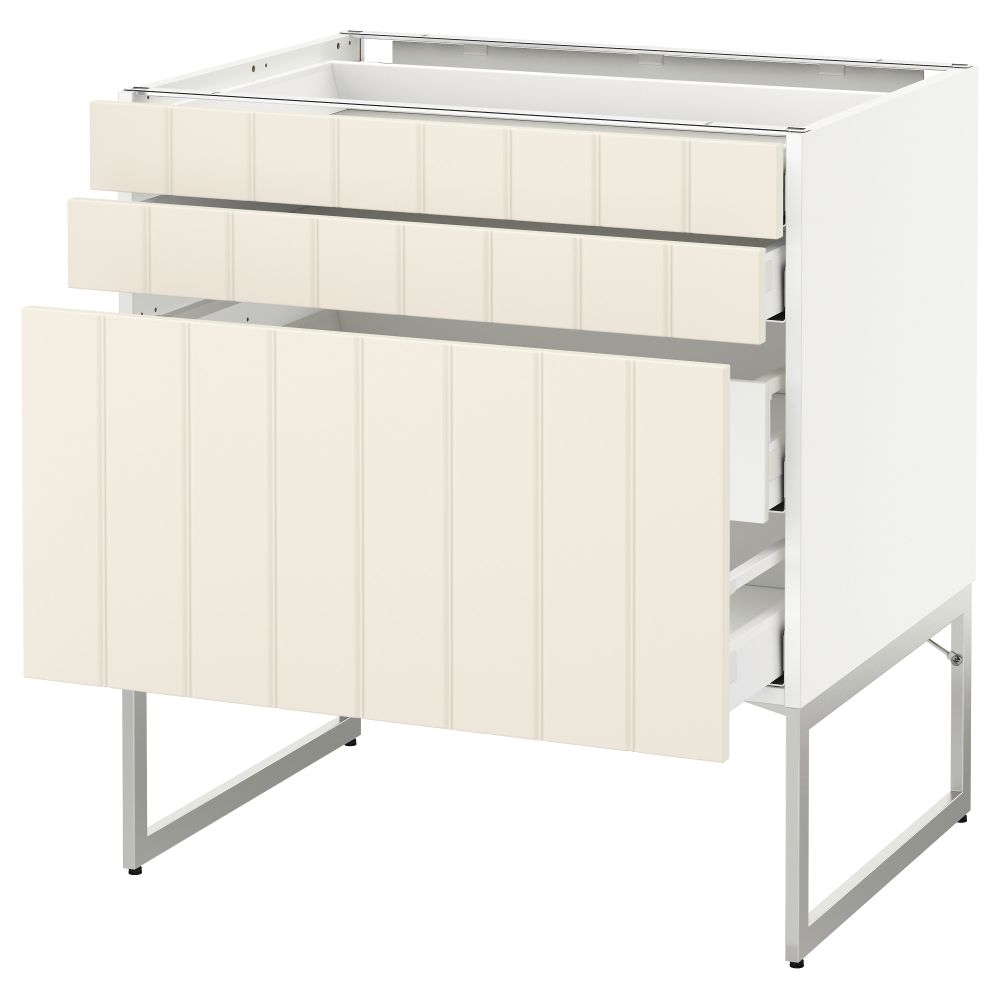 Напольный шкаф 3 фронтальных панели, 2 нижних, 2 средних ящика МЕТОД / МАКСИМЕРА, белый, Хитарп белый с оттенком - схема-чертеж с размерами