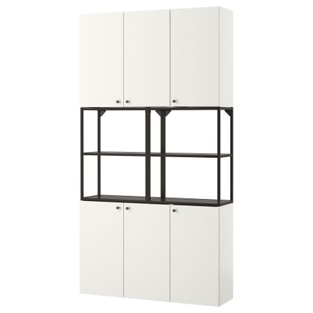 Комбинация для хранения, антрацит, белый, 120x32x225 см IKEA BEGIVENHET БЕГИВЕНХЕТ 993.314.35