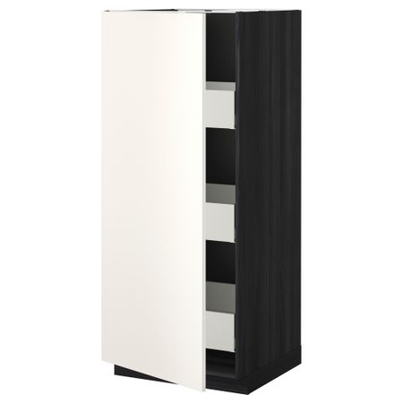 Высокий шкаф с ящиками МЕТОД / МАКСИМЕРА, черный, Веддинге белый
