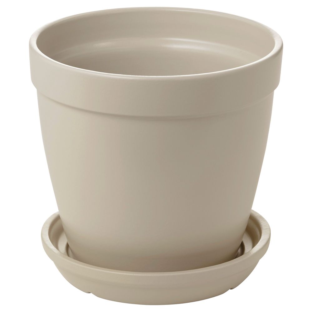 Горшок цветочный с поддоном ЮРТРОН, бежевый - фото 1
