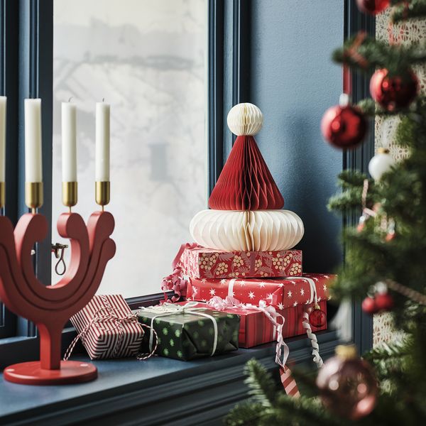 Украшение, колпак Санта Клауса красный, белый, 23 см IKEA VINTERFINT 405.811.86 - схема-чертеж с размерами