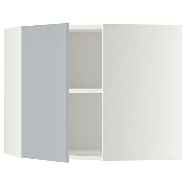 Угловой навесной шкаф с полками, 68x60 см, белый, Veddinge серый IKEA METOD МЕТОД 799.179.94 - фото 1
