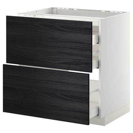 Напольный шкаф, 2 фронтальных панели, 3 ящика МЕТОД / МАКСИМЕРА, белый, Тингсрид черный