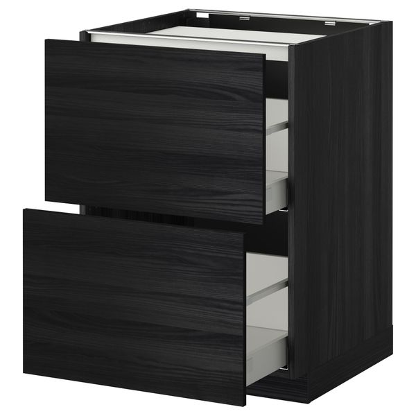 Напольный шкаф, 2 фронтальных панели, 3 ящика МЕТОД / МАКСИМЕРА, черный, Тингсрид черный - фото 1