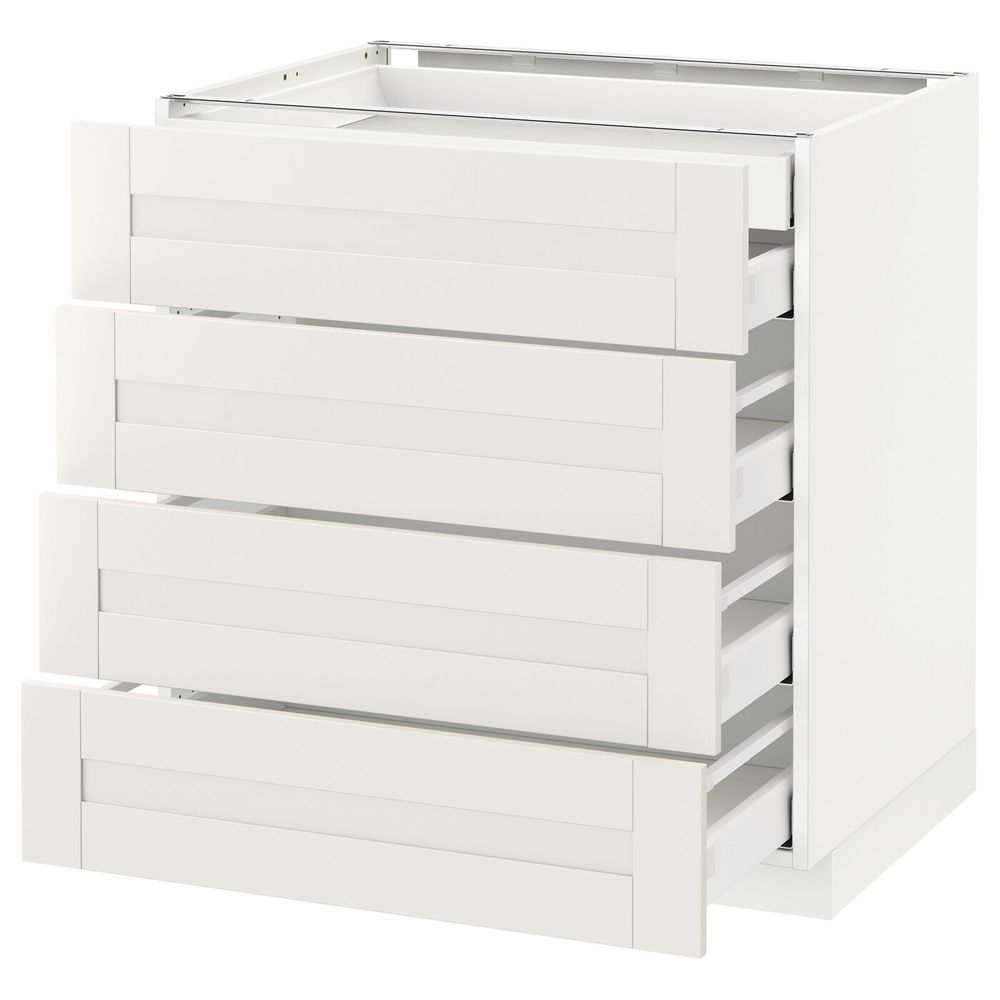 Напольный шкаф 4 фронтальных, 2 низких, 3 средних ящ, белый/Сэведаль белый 80x60 см IKEA METOD МЕТОД / MAXIMERA МАКСИМЕРА - фото 1