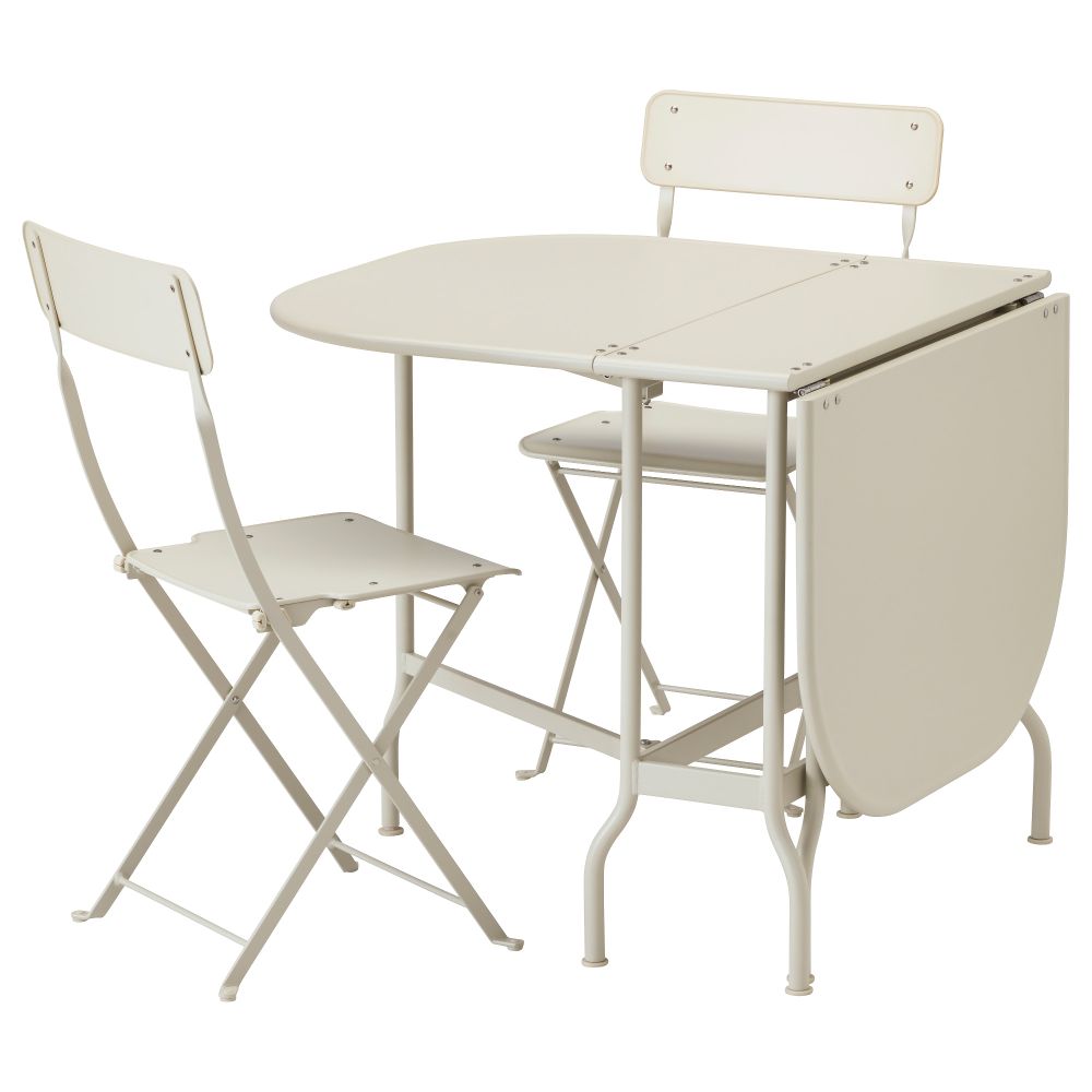 Стол + 2 складных стула для сада САЛЬТХОЛЬМЕН, бежевый - фото 1