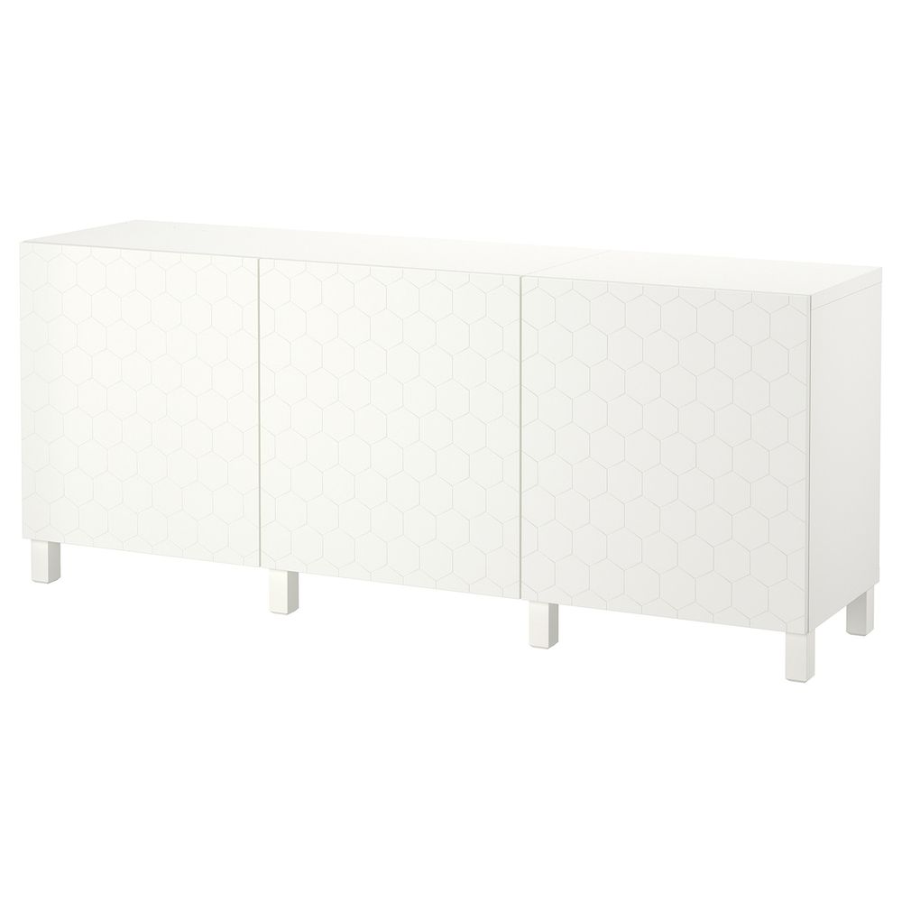 Комбинация для хранения с дверцами, белый/вассвик/стуббарп белый 180x40x74 см IKEA БЕСТО 492.666.68 - фото 1