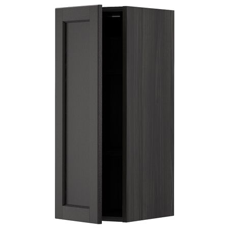 Шкаф навесной с полкой, черный/Лерхюттан черная морилка 30x80 см IKEA МЕТОД 793.024.48