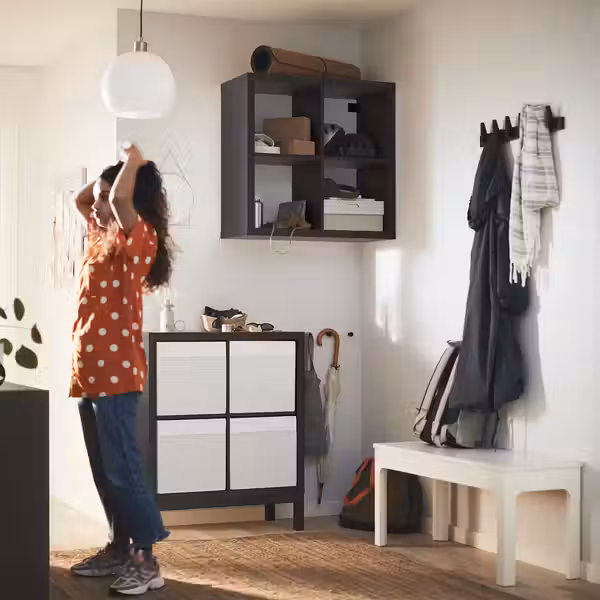 KALLAX Стеллаж с основанием - черно-коричневый/чёрный 77x94 см - фото 2