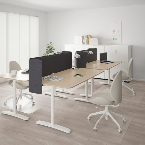 Стол с экраном, дубовый шпон, беленый, белый 320x160 55 см IKEA БЕКАНТ 092.881.96 - фото 2