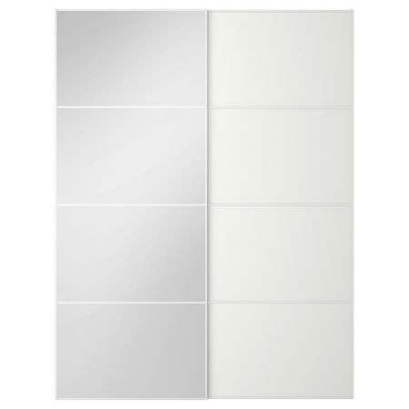 Пара раздвижных дверей АУЛИ / МЕХАМН, зеркальное стекло, белый