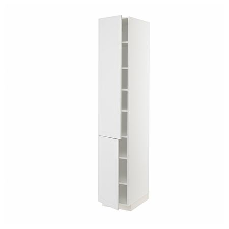 Высокий шкаф с полками, 2 дверцы, белый/Стенсунд белый 40x60x220 см IKEA METOD МЕТОД 594.098.17