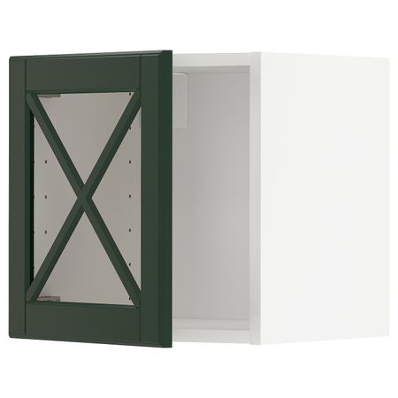 Навесной шкаф со стеклянной дверью, белый/Будбин темно-зеленый 40x40 см IKEA METOD МЕТОД 693.122.59