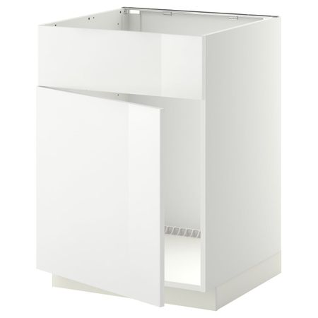 Шкаф под мойку/дверь/фасад, белый/Рингульт белый 60x60 см IKEA METOD МЕТОД 394.457.22