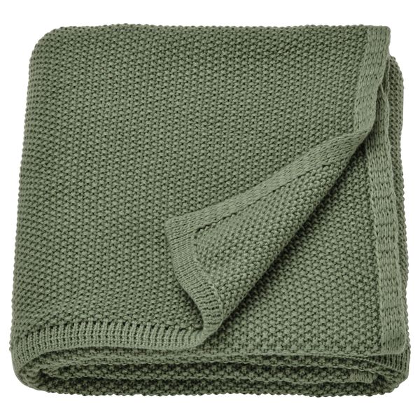 Плед, 130x170 см, серо-зеленый IKEA HUMLEMOTT 605.495.53 - фото 1