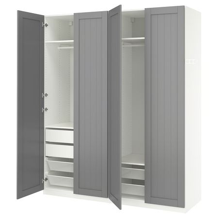 PAX / GULLABERG Гардероб, комбинация - белый/серый 200x60x236 см