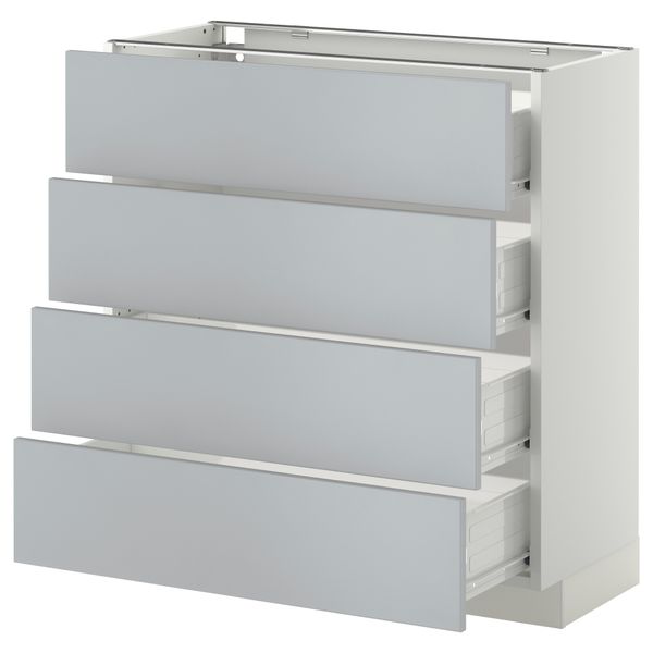 Напольный шкаф 4 фронтальных панели, 4 ящика МЕТОД / ФОРВАРА, белый, Веддинге серый - схема-чертеж с размерами