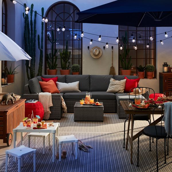 Модульный угловой 4-местный диван, садовый, с табуретом для ног темно-серый/ФРЁСЁН/ДУВХОЛЬМЕН темно-серый IKEA SOLLERÖN СОЛЛЕРОН - фото 2