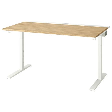 MITTZON Письменный стол - дубовый шпон/белый 140x80 см
