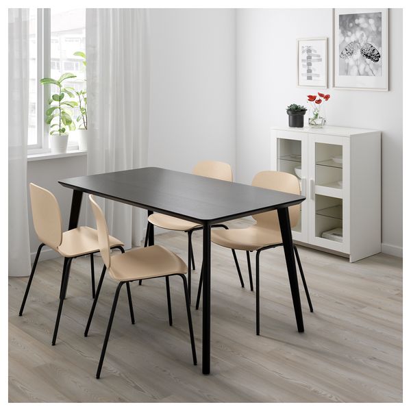 Стол и 4 стула ЛИСАБО / СВЕН-БЕРТИЛЬ, черный, береза (140x78 см) - фото 2