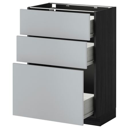 Напольный шкаф с 3 ящиками МЕТОД / ФОРВАРА, черный, Веддинге серый