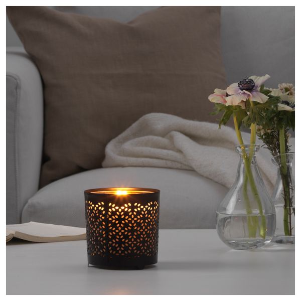 Украшение для свечи в стеклянном стакане СТАБИГ, черный (9 см) - схема-чертеж с размерами