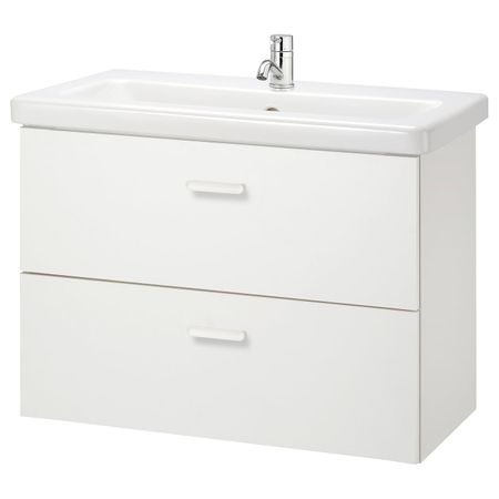 Шкаф под раковину с 2 ящиками, белый/ПИЛКОН смеситель 84x43x65 см IKEA FISKÅN ФИСКОН / TVÄLLEN ТВЭЛЛЕН 894.304.31