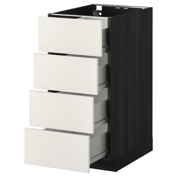 Напольный шкаф 4 фронтальных панели, 4 ящика МЕТОД / ФОРВАРА, черный, Веддинге белый - схема-чертеж с размерами