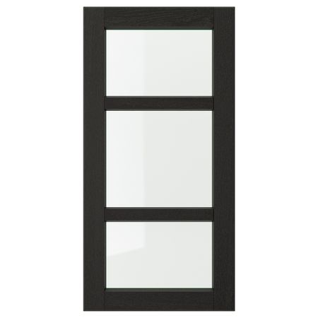 Стеклянная дверь, черная морилка 40x80 см IKEA LERHYTTAN ЛЕРХЮТТАН 503.565.21