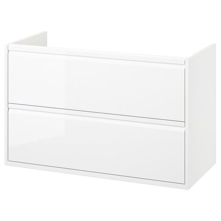 ÄNGSJÖN Шкаф для раковины с ящиками - глянцевый белый 100x48x63 см