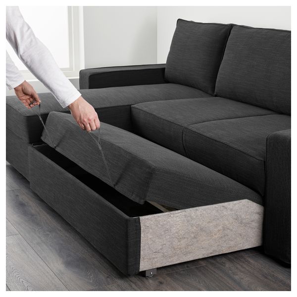 Диван-кровать с козеткой ВИЛАСУНД, Хилларед антрацит - фото 2