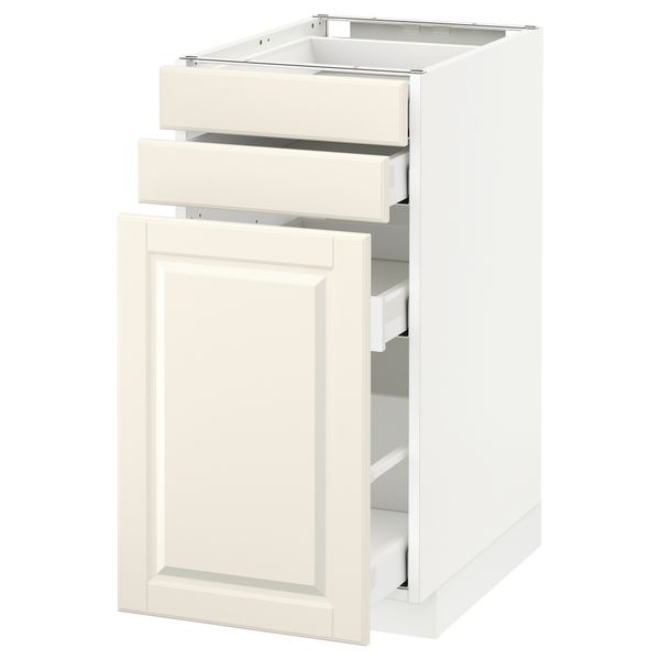 Напольный шкаф с выдвижными модулями, 2 фронтальные панели МЕТОД / МАКСИМЕРА, белый, Будбин белый с оттенком - схема-чертеж с размерами