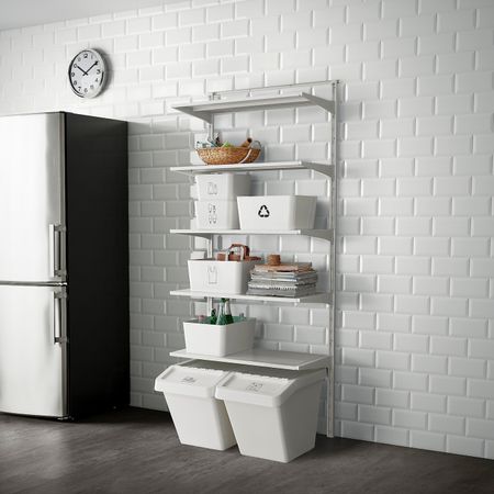 Настенная шина/полки, металлический белый, 88x41x199 см IKEA АЛЬГОТ 292.302.46