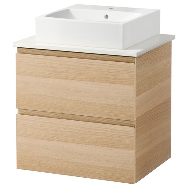 Шк п-раковину/столешн45x45/раковина ГОДМОРГОН/АЛДЕРН / ТОРНВИКЕН, под беленый дуб, белый (62x49x72 см) - схема-чертеж с размерами