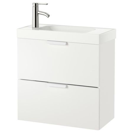 Шкаф для раковины с 2 ящ, белый, ДАЛЬШЕР смеситель 63x34x65 см IKEA ГОДМОРГОН / ХАГАВИКЕН 992.922.31