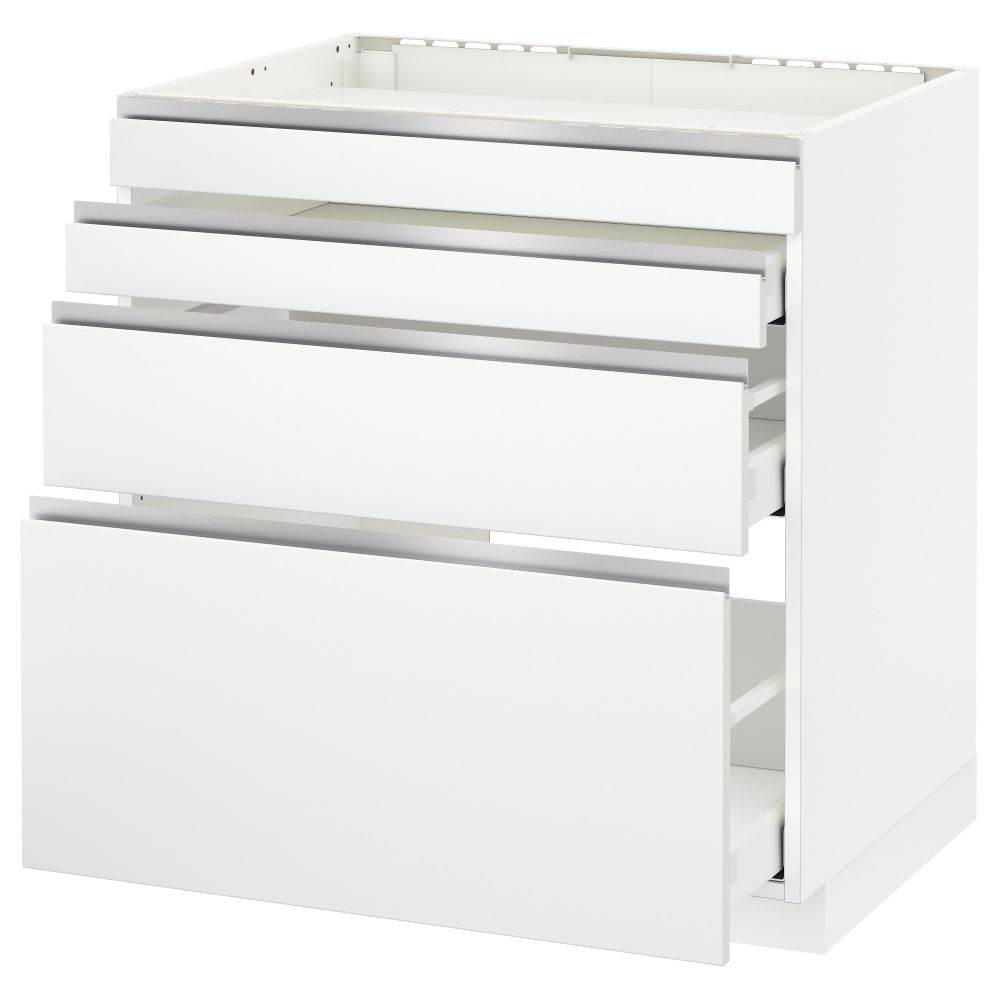 Напольный шкаф для духовки, 4фасада, 3 ящика МЕТОД / МАКСИМЕРА, белый, Нодста белый - схема-чертеж с размерами
